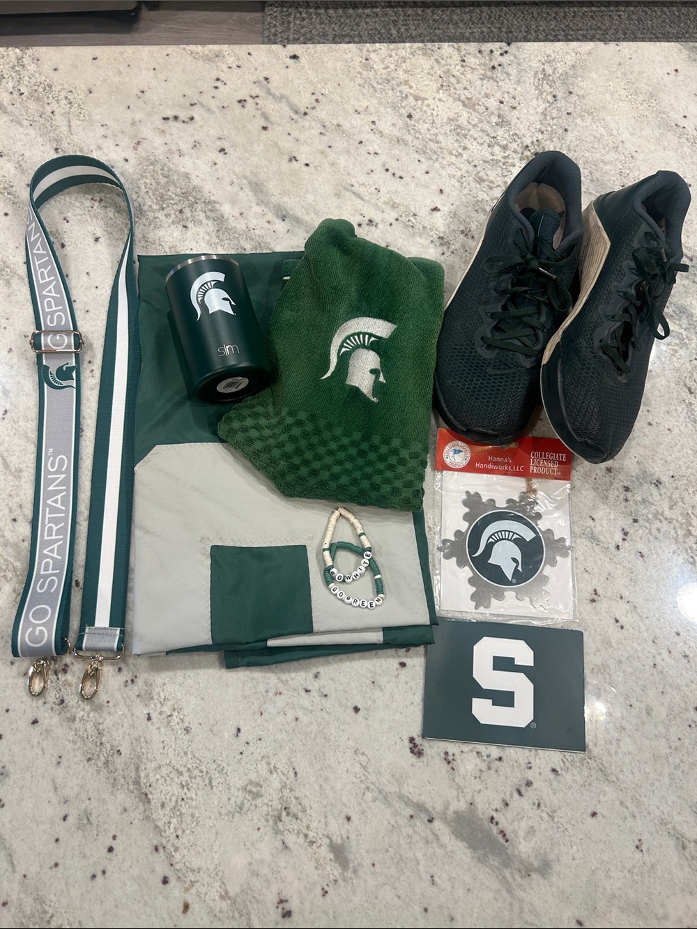 Michigan State Spartans MSU flag golf towel shoes magnet purse strap bracelet